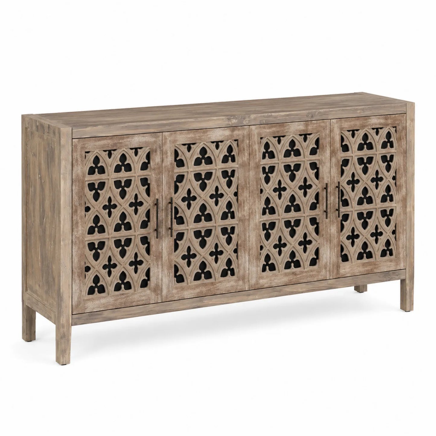 Sideboard aus Mangoholz mit geschnitzten Türen 160x85x40 cm Braun