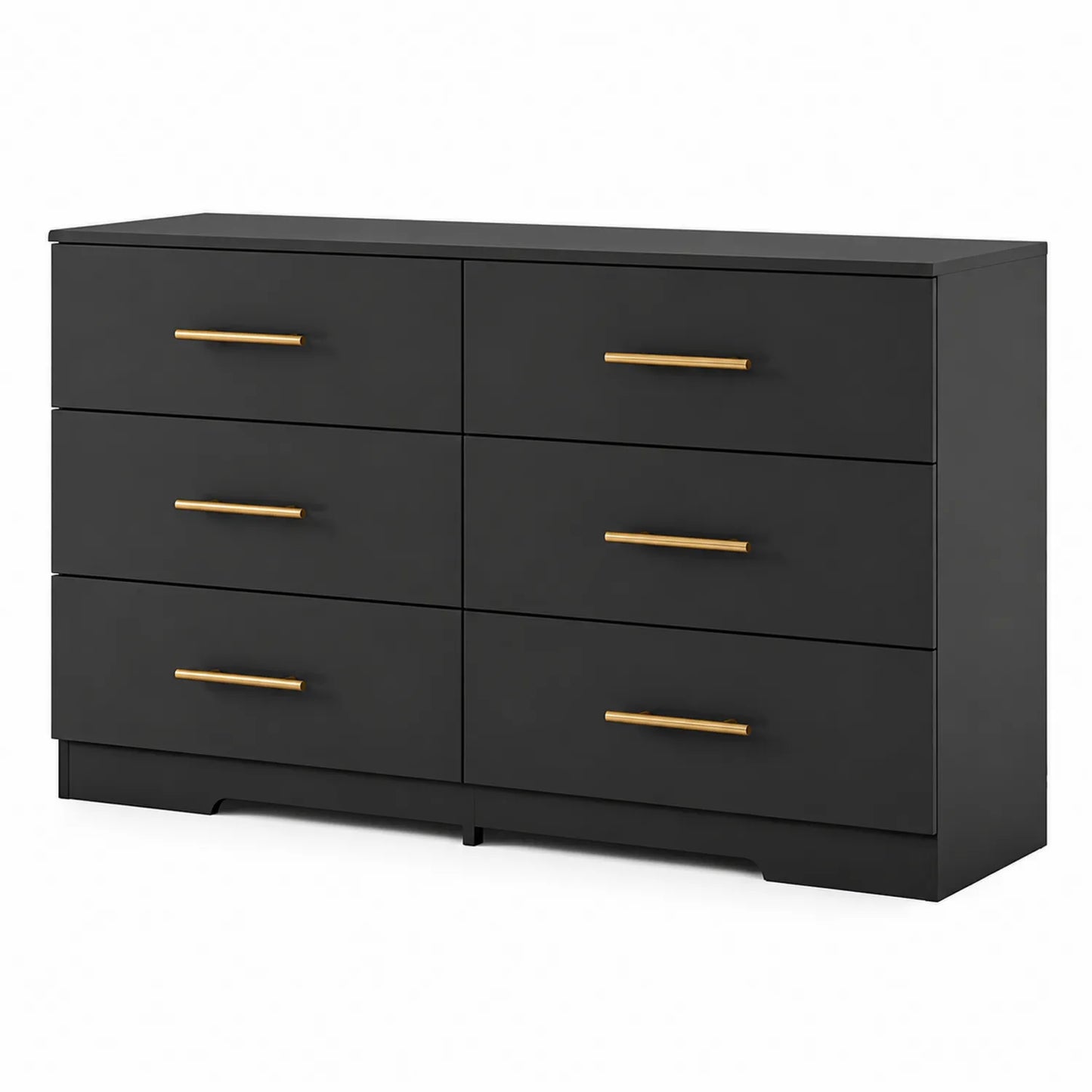 Schwarze Kommode mit 6 Schubladen aus Holz und Metall, 80cm Höhe x 120cm Breite x 40cm Tiefe