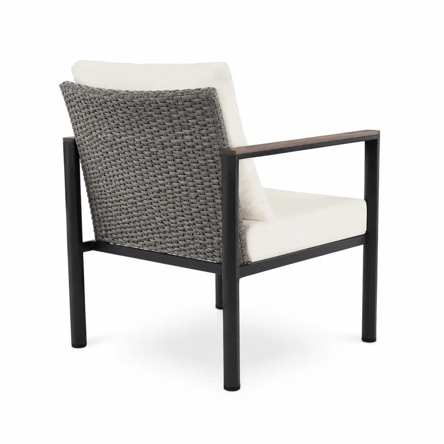 Outdoor Stuhl mit Polyrattan und Aluminium, Grau/Creme