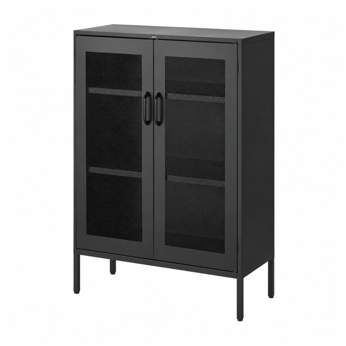 Schrank aus Metall mit Gittertüren Schwarz 80cm x 101cm x 40cm