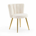 Esszimmerstuhl Samt Beige mit goldfarbenen Edelstahlbeinen