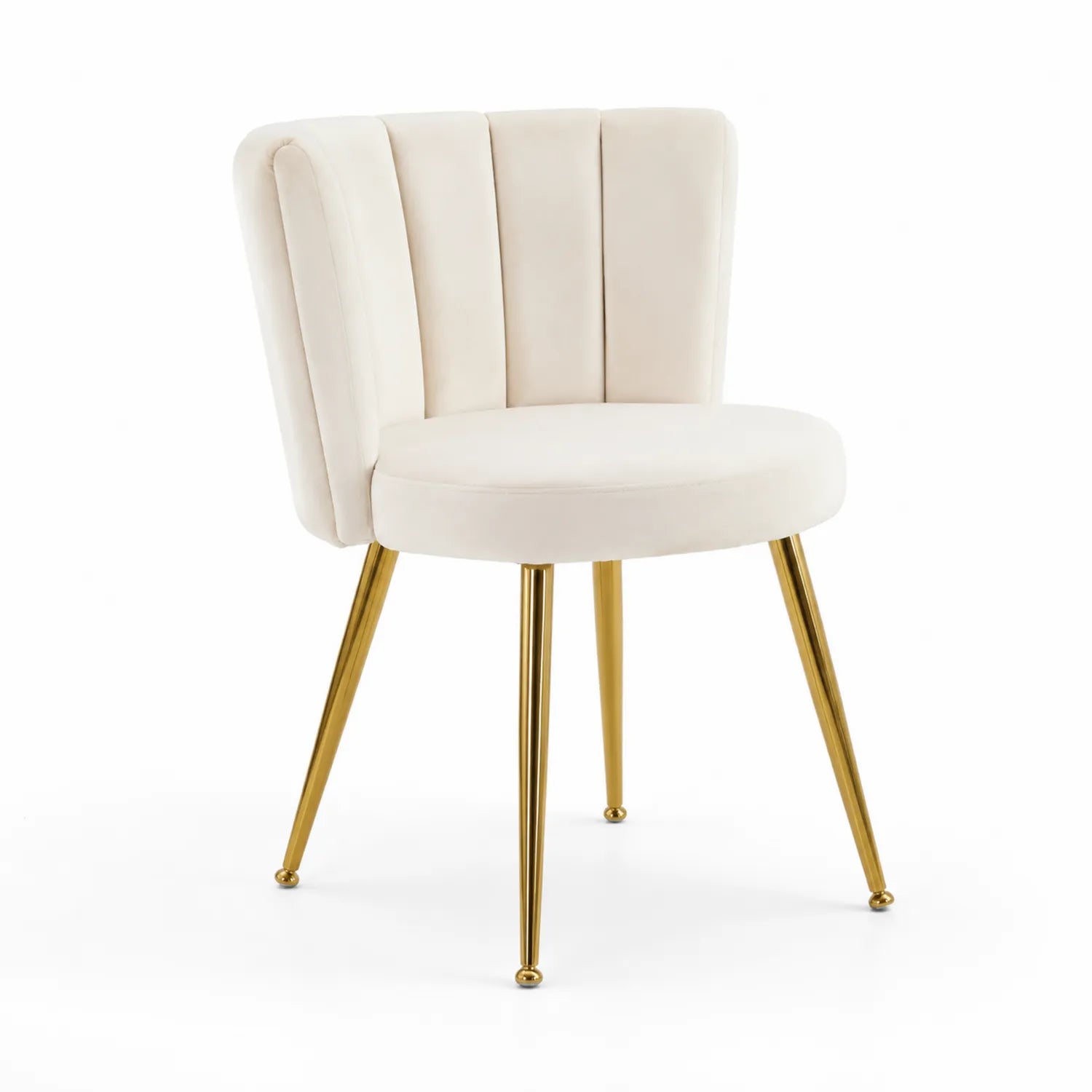 Esszimmerstuhl Samt Beige mit goldfarbenen Edelstahlbeinen
