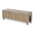Holz Sideboard mit Rattan Korbgeflecht Türen 180x45x50 cm
