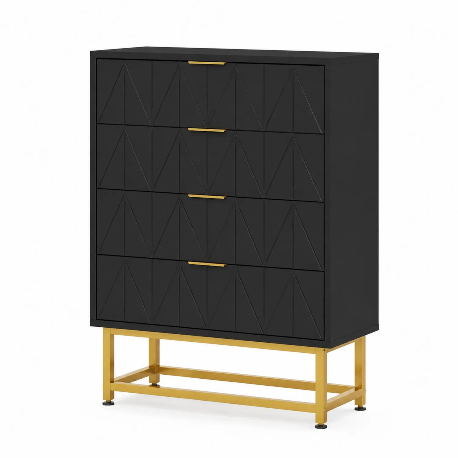 Kommode Schwarz mit MDF und Metallgestell