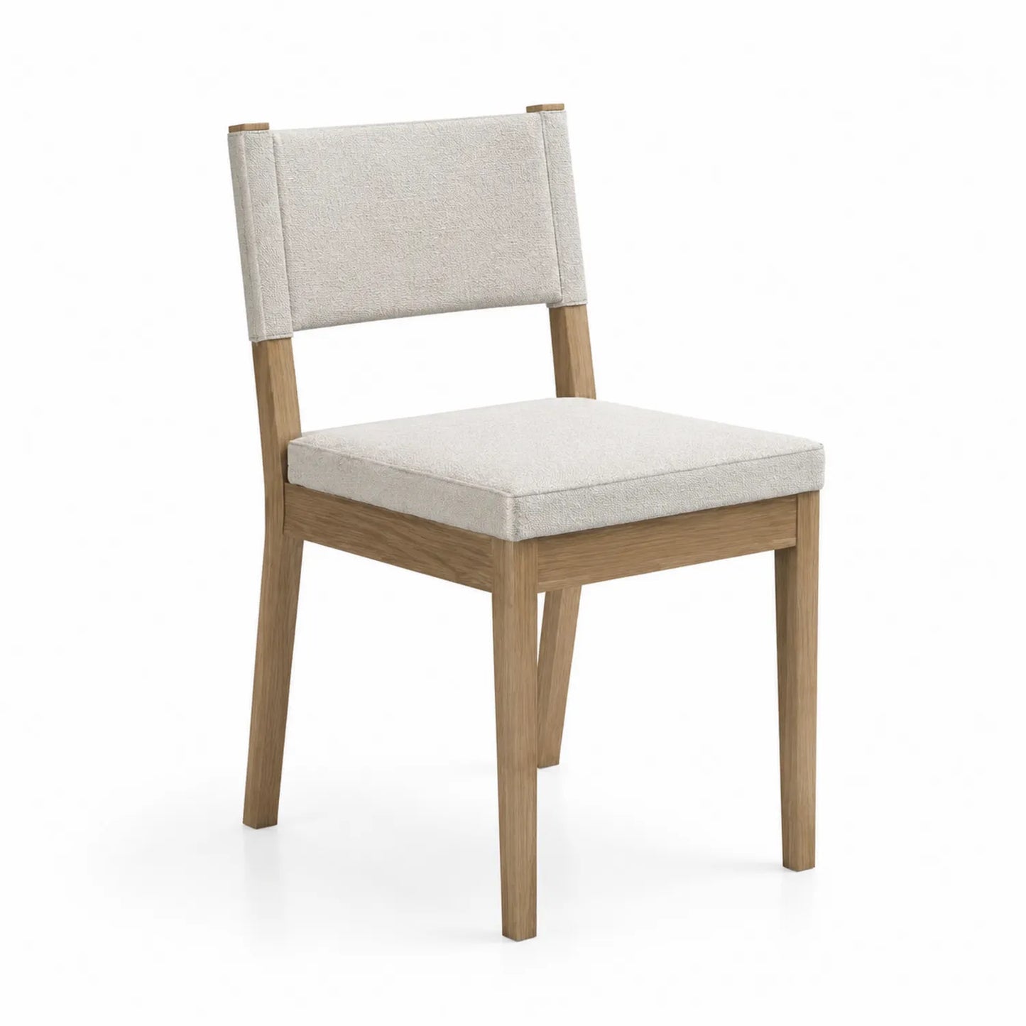 Stuhl aus Eichenholz und Polyestergewebe Beige
