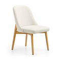 Esszimmerstuhl Beige Leinen Holzrahmen